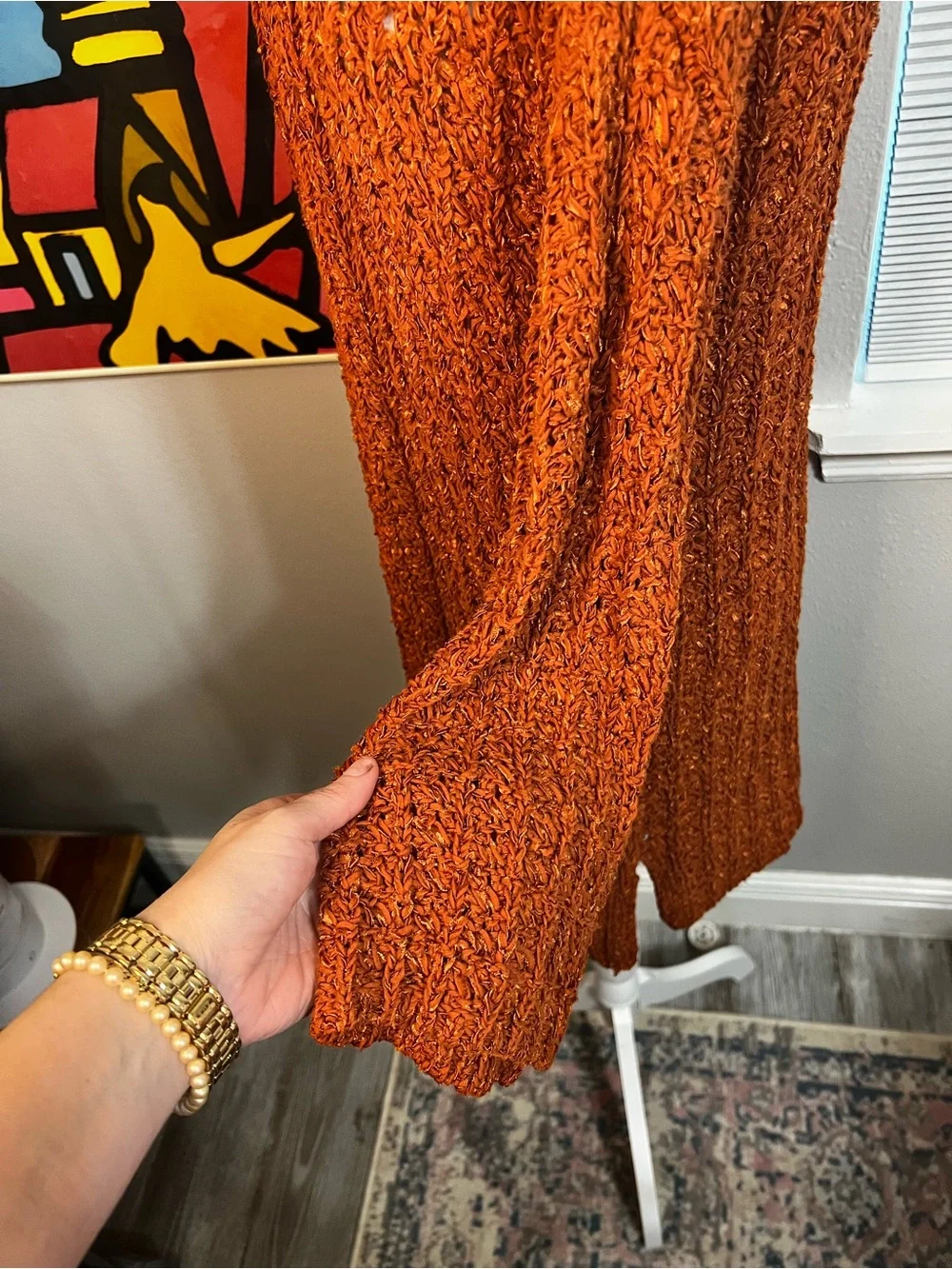 Pedro del Hierro Large Golden Orange Knit Cardigan Sweater Long Sleeve - Picture 9 of 13